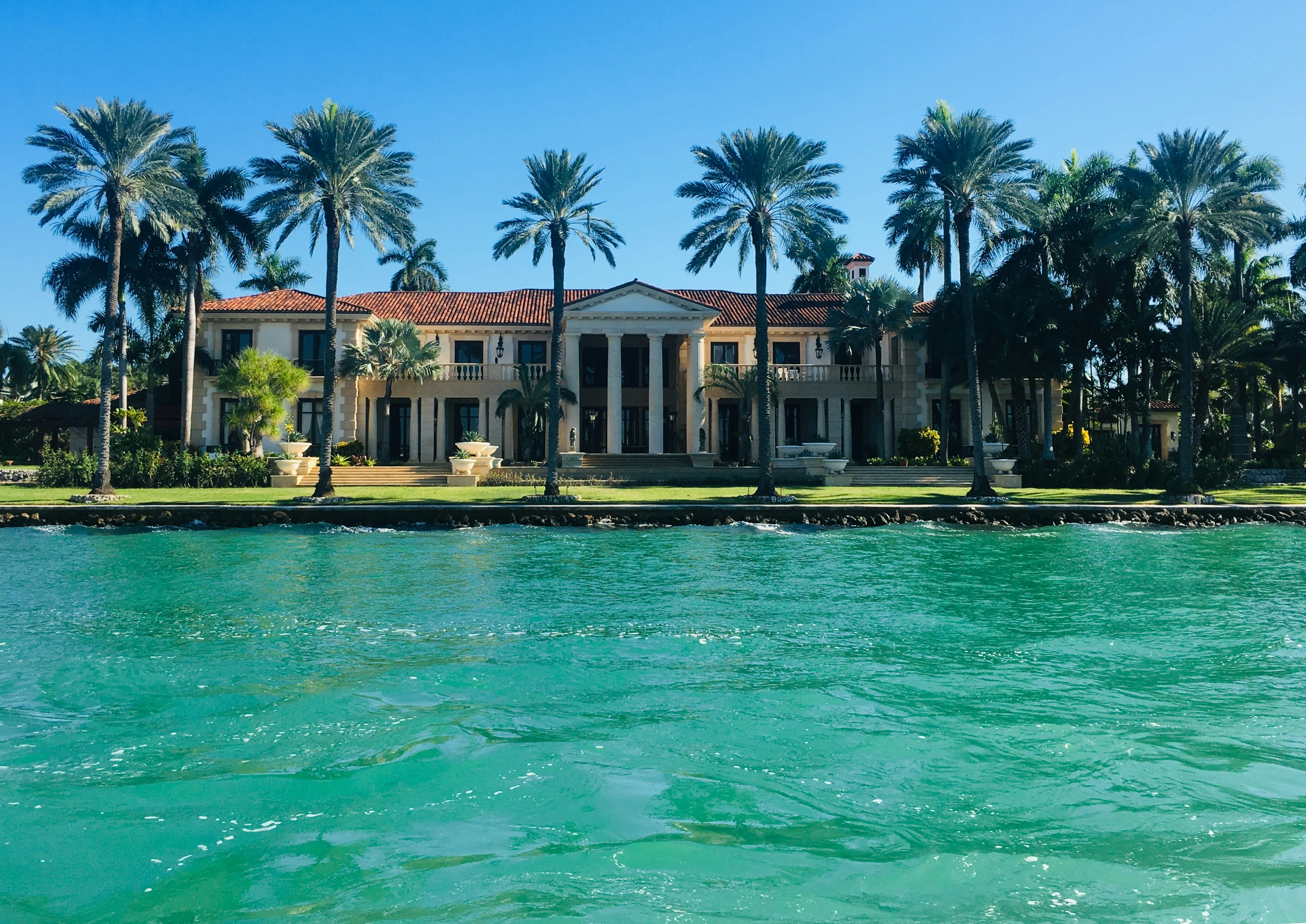 Palm Beach Mediterranean estate at sunset